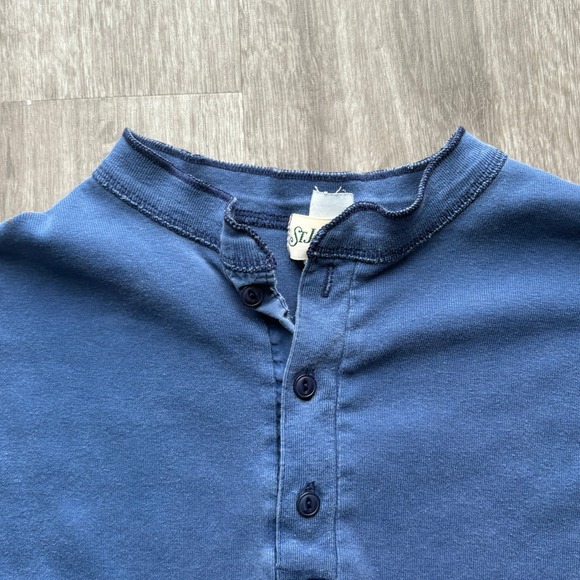 Vintage St Johns Bay Mens Blue Long Sleeve Henley Shirt Size XL - Picture 2 of 5